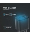 20W USB reisadapter met PD en QC - Zwart, snellader, 1x USB-A en 1x USB-C PD