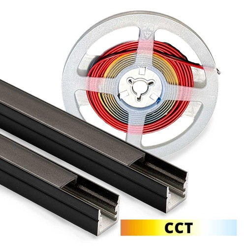 Licht voor akoestisch paneel, 240 cm, zwart - Compleet set met aluminium profiel en CCT LED-strip