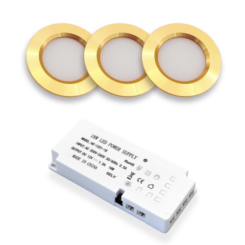 Set van 3 Reco68 meubelspots - Goud, incl. voeding