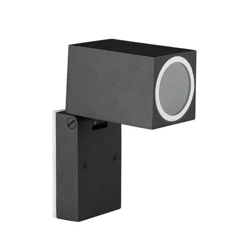 GU10 wandlamp met verstelbare kop - IP44 buiten, zwart, aluminium, zonder lichtbron