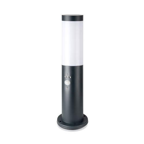 Paaltjeslamp met PIR-sensor E27 - Roestvrijstalen behuizing (45 cm), Grijs, IP44