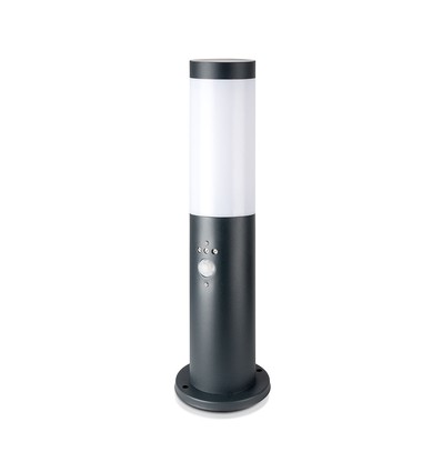 Paaltjeslamp met PIR-sensor E27 - Roestvrijstalen behuizing (45 cm), Grijs, IP44