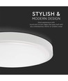 24W LED sensorlamp - Ø29,5cm, IP44, witte rand, 3000K, ingebouwde microgolfsensor