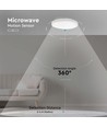 24W LED sensorlamp - Ø29,5cm, IP44, witte rand, 3000K, ingebouwde microgolfsensor