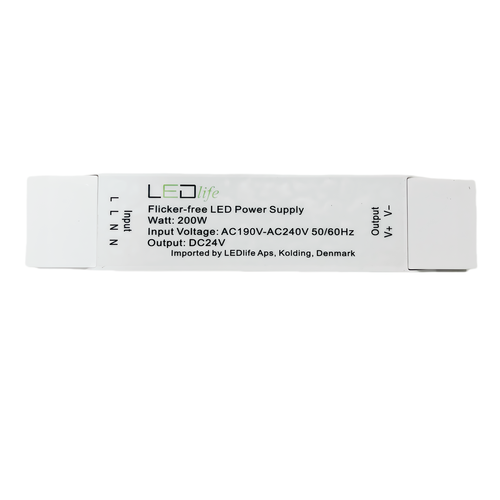 200W / 24V DC voeding - 12.5A, IP20 binnen, Flicker free
