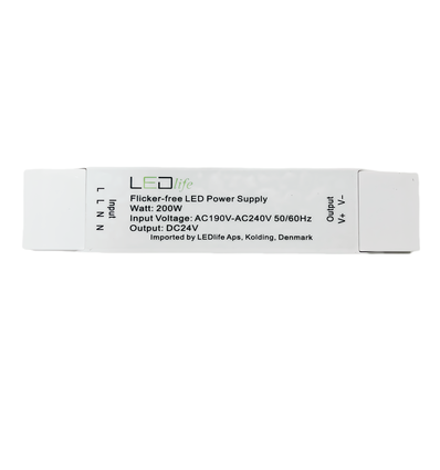 200W / 24V DC voeding - 12.5A, IP20 binnen, Flicker free