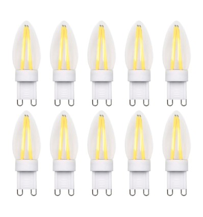 10 stuks G9 2W dimbare lampen - 2700K, Filament LED