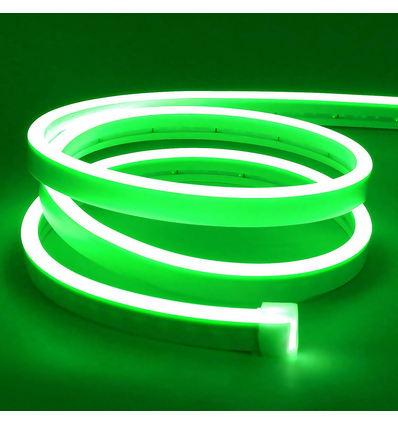 8W per meter Groen 8x16 CLIP-ON Neon Flex LED - 24V DC, IP67