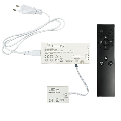 LEDlife Meubelspot Wifi voeding 15W - Voor Sono en Reco meubelspot, Tuya/Smart Life, RF, max. 4 spots, incl. afstandsbediening