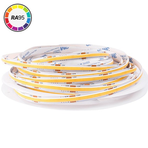 5m 6,5W/m Dot-free COB-LED strip RA95 - 24V DC, 3000K, IP20, 320 LED/m, 5 jaar garantie