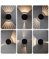Wandlamp op zonne-energie - IP54, rond, zwart, draaibaar, schemersensor