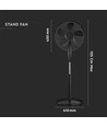 55W Stalen ventilator - met 410mm ronde voet, 4 knoppen, 5 bladen (16 inch)