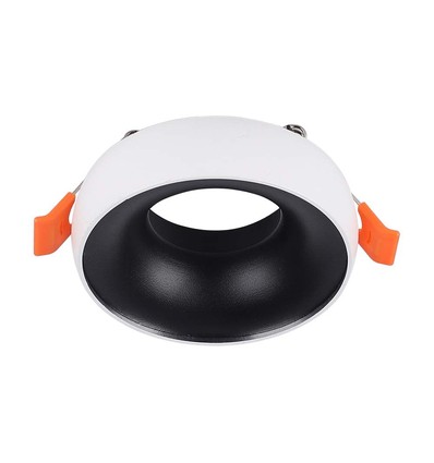 GU10 inbouwspot - Rond, wit frame, zwarte reflector, aluminium, IP20, Gat: Ø6 cm, Afmeting: Ø9,2 cm