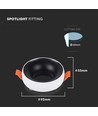 GU10 inbouwspot - Rond, wit frame, zwarte reflector, aluminium, IP20, Gat: Ø6 cm, Afmeting: Ø9,2 cm