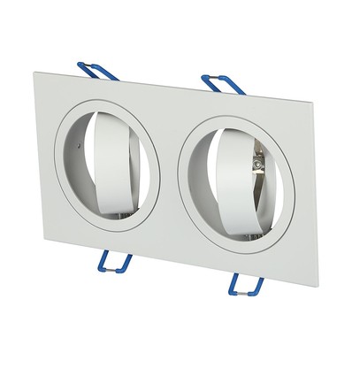 Dubbele GU10 inbouwspot, wit - IP54, aluminium, gat: 155x75 mm, afm: 173x91 mm, zonder lichtbron