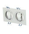 Dubbele GU10 inbouwspot, wit - IP54, aluminium, gat: 155x75 mm, afm: 173x91 mm, zonder lichtbron