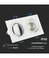 Dubbele GU10 inbouwspot, wit - IP54, aluminium, gat: 155x75 mm, afm: 173x91 mm, zonder lichtbron