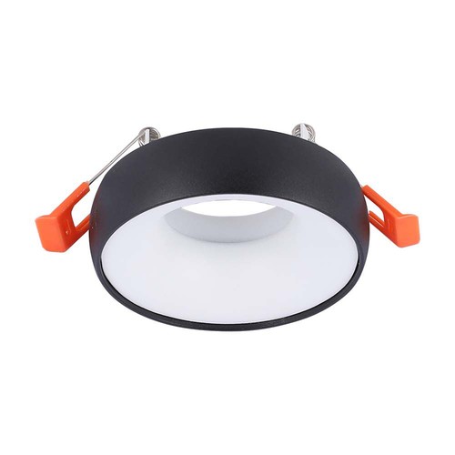 GU10 inbouwspot - Rond, zwart met witte reflector, aluminium, gat: Ø6cm, afm: Ø9,2cm