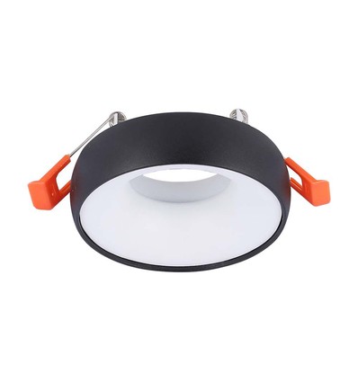 GU10 inbouwspot - Rond, zwart met witte reflector, aluminium, gat: Ø6cm, afm: Ø9,2cm