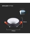 GU10 inbouwspot - Rond, zwart met witte reflector, aluminium, gat: Ø6cm, afm: Ø9,2cm