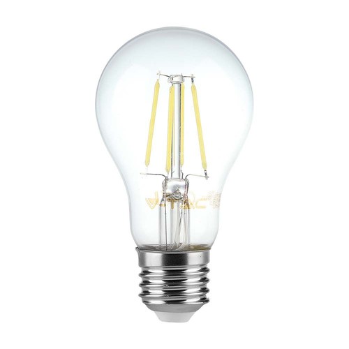E27 6W LED filament lamp - A60, helder glas, 600lm, 3000K