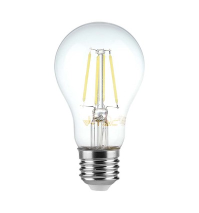 E27 6W LED filament lamp - A60, helder glas, 600lm, 3000K