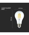 E27 10W LED filament lamp - A60, helder glas, 1055lm, 4000K