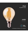 E14 4W LED filament lamp - P45, amber glas, 2200K, kogellamp