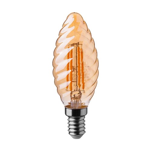 E14 4W LED filament kaarslamp - Twist, amber glas, 2200K, 350lm