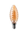 E14 4W LED filament kaarslamp - Twist, amber glas, 2200K, 350lm