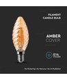 E14 4W LED filament kaarslamp - Twist, amber glas, 2200K, 350lm