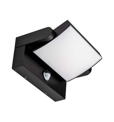 17W LED-wandlamp met sensor - IP65, zwart, PIR-sensor, incl. lichtbron