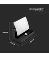 17W LED-wandlamp met sensor - IP65, zwart, PIR-sensor, incl. lichtbron