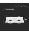 Dubbele rechthoekige GU10 inbouwspot - Wit, metaal en polycarbonaat, zonder lichtbron