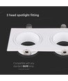 Dubbele rechthoekige GU10 inbouwspot - Wit, metaal en polycarbonaat, zonder lichtbron