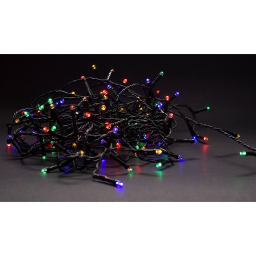 9 m multicolor LED kerstlichtsnoer - 120 LED, geheugenfunctie, IP44 buiten, met IR afstandsbediening, 230V