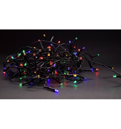 9 m multicolor LED kerstlichtsnoer - 120 LED, geheugenfunctie, IP44 buiten, met IR afstandsbediening, 230V
