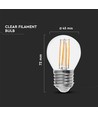 E27 6W LED kogellamp filament - G45, 800lm, 133lm/W, helder glas, 6400K