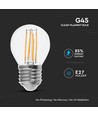 E27 6W LED kogellamp filament - G45, 800lm, 133lm/W, helder glas, 6400K