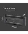 3W LED trapverlichting - IP65, zwart, rechthoekig, buiten, 230 x 80 x 28 mm