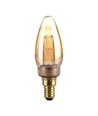 E14 2W LED Art Filament kaarslamp - Amber glas, 1800K, warm wit, 65lm