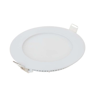 6W Ø12cm LED inbouwpanel - Gat: Ø11 cm, Afmeting: Ø12 cm, witte rand, incl. lichtbron