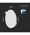 6W Ø12cm LED inbouwpanel - Gat: Ø11 cm, Afmeting: Ø12 cm, witte rand, incl. lichtbron