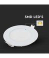 6W Ø12cm LED inbouwpanel - Gat: Ø11 cm, Afmeting: Ø12 cm, witte rand, incl. lichtbron