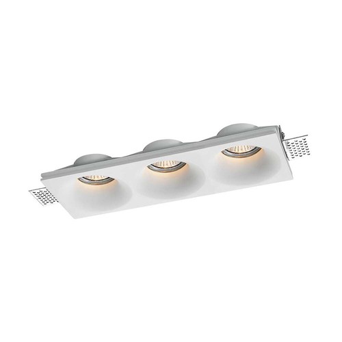 Gips inbouwspot voor 3x GU10 - Wit, rechthoekig, zonder lichtbron