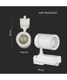 35W 3-fase railspot - Wit, 4000K, 24 graden, COB LED