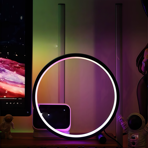 Slimme Cirkel RGBIC lamp - Wit, Ø30cm, Bluetooth, 5V USB