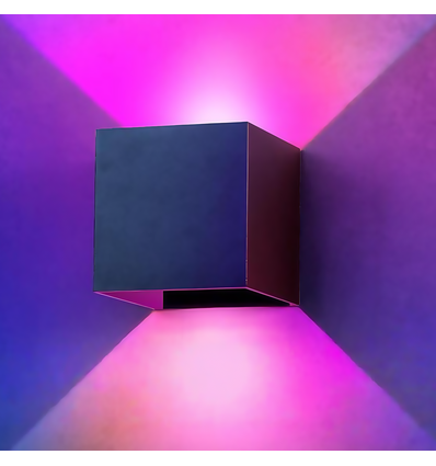 6W CUBIC wandlamp - IP65, RGB+CCT, Zigbee, zwart, vierkant, up/down, verstelbaar, binnen / buiten, incl. lichtbron