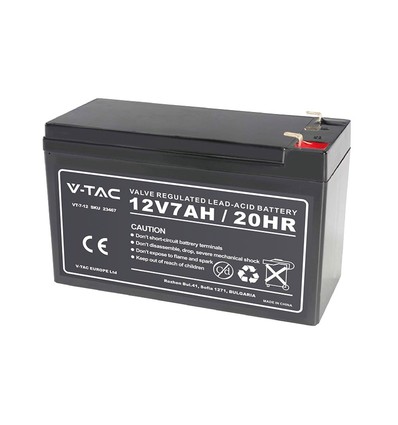 12V / 7Ah loodaccu - 151x65x100mm, ABS, VRLA oplaadbare accu