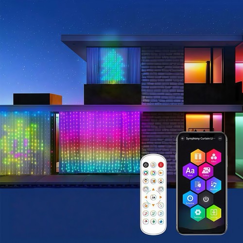 RGBIC Lichtgordijn 2x2 meter - Programmeerbare patronen en tekst